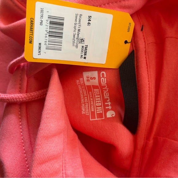 Carhartt Women's Relaxed Fit Hoodie in Coral - Picture 4 of 5
